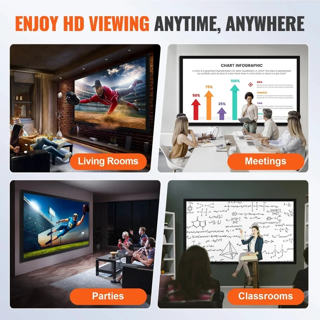 Alt view image 6 of 7 - 120" 16:9 Projector Screen Fixed Frame 4K HDTV Movie Theater 3D