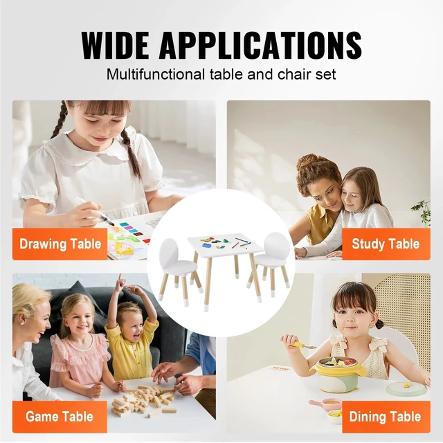 Alt view image 5 of 7 - Kids Table and 2 Chairs Set Kids Craft and Play Table Drawing Reading
