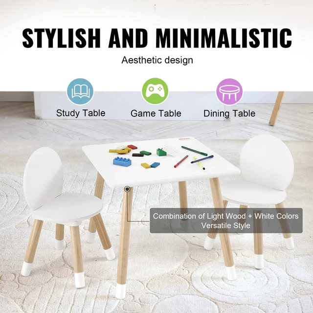 Alt view image 2 of 7 - Kids Table and 2 Chairs Set Kids Craft and Play Table Drawing Reading