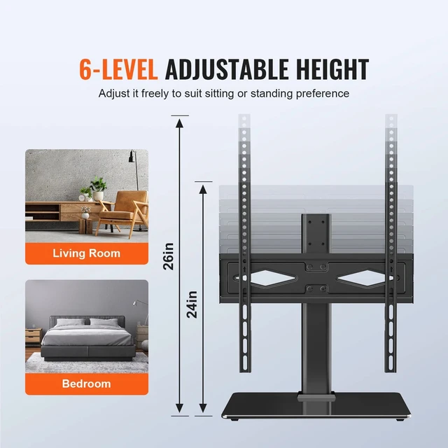 Alt view image 4 of 7 - TV Stand Mount Swivel Universal TV Stand for 32"-55" TVs Adjustable Height