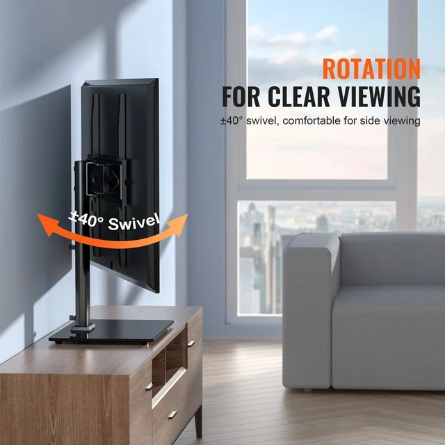 Alt view image 3 of 7 - TV Stand Mount Swivel Universal TV Stand for 32"-55" TVs Adjustable Height