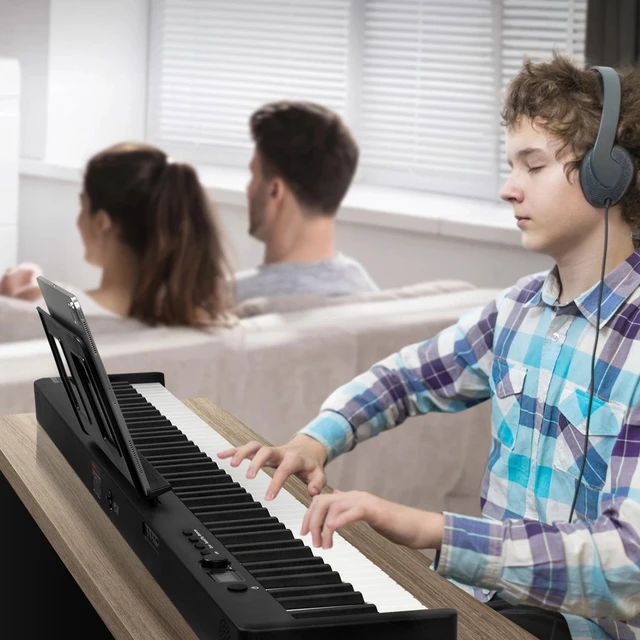 Alt view image 6 of 7 - 88 Key Folding Keyboard Piano Portable Foldable Piano Bluetooth MIDI Black