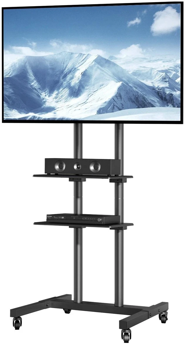Main image of Mobile TV Stand Mobile TV Cart for 32"-70" TVs with Wheels & A Tray