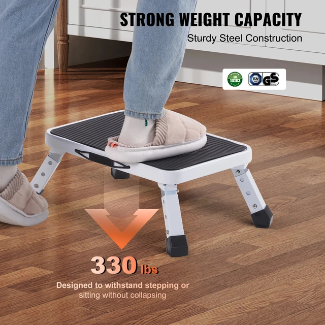 Alt view image 4 of 7 - Step Stool Ladder Foldable 3 Adjustable Height Max Load 330lbs for Home