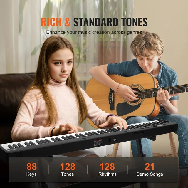 Alt view image 4 of 7 - 88 Key Folding Keyboard Piano Portable Foldable Bluetooth MIDI with Stand