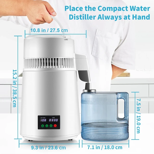 Alt view image 7 of 7 - 4L Water Distiller with Adjustable Timer and Temperature Display - White
