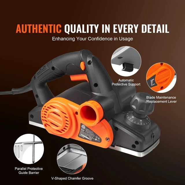 Alt view image 5 of 7 - Hand Planer Corded Electric Hand Planer 3-1/4" 16500 RPM Woodworking DIY