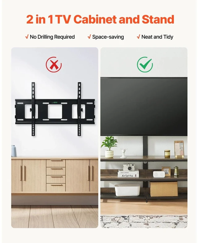 Alt view image 5 of 7 - 48" TV Stand with Mount for up to 75" TV Power Outlet & Storage Cabinets