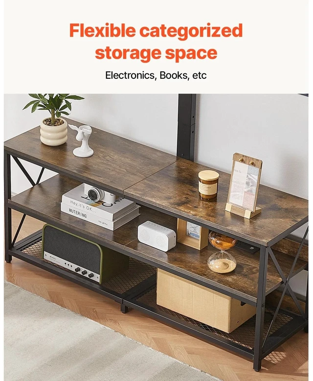 Alt view image 3 of 7 - 48" TV Stand with Mount for up to 75" TV Power Outlet & Storage Cabinets