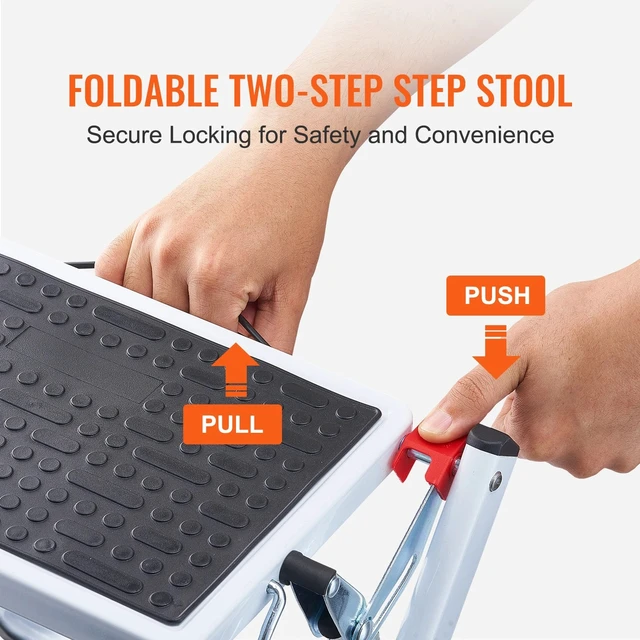 Alt view image 2 of 7 - Step Stool Ladder 2-Step Foldable 3 Adjustable Height Max Load 330lbs