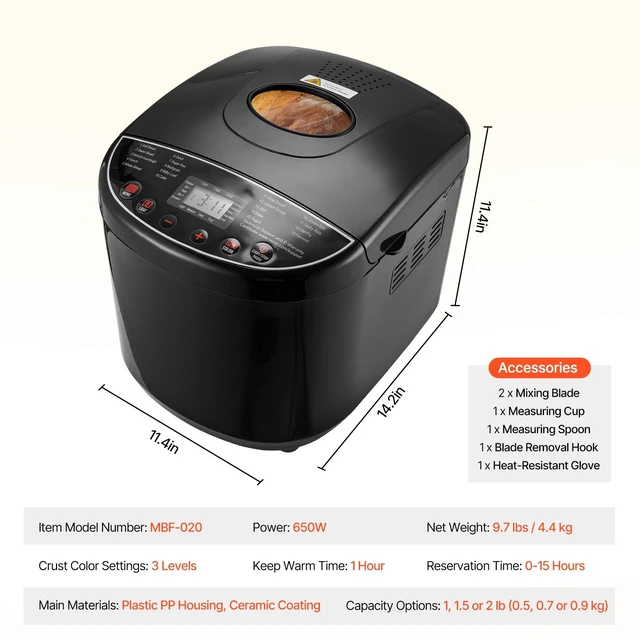 Alt view image 7 of 7 - 2LB 19-in-1 Automatic Bread Maker with Nonstick Inner Pot