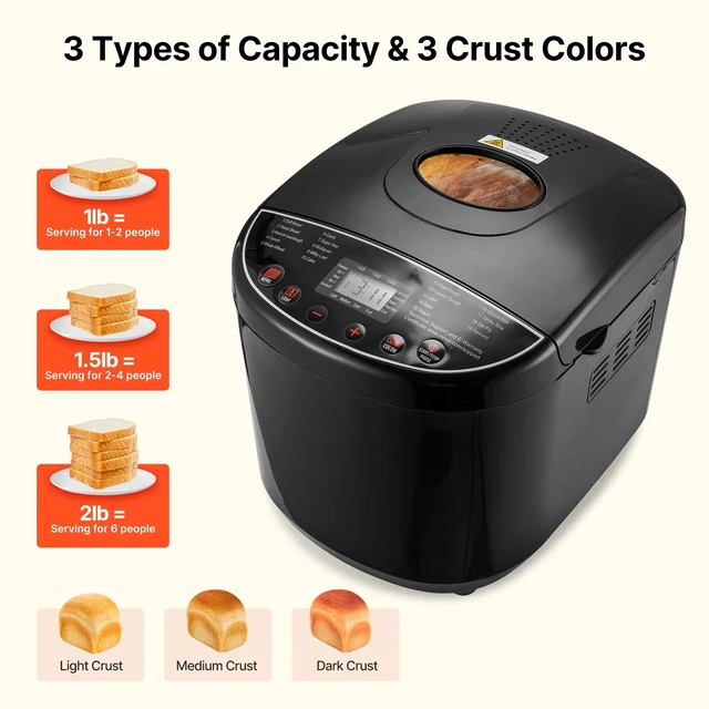 Alt view image 2 of 7 - 2LB 19-in-1 Automatic Bread Maker with Nonstick Inner Pot