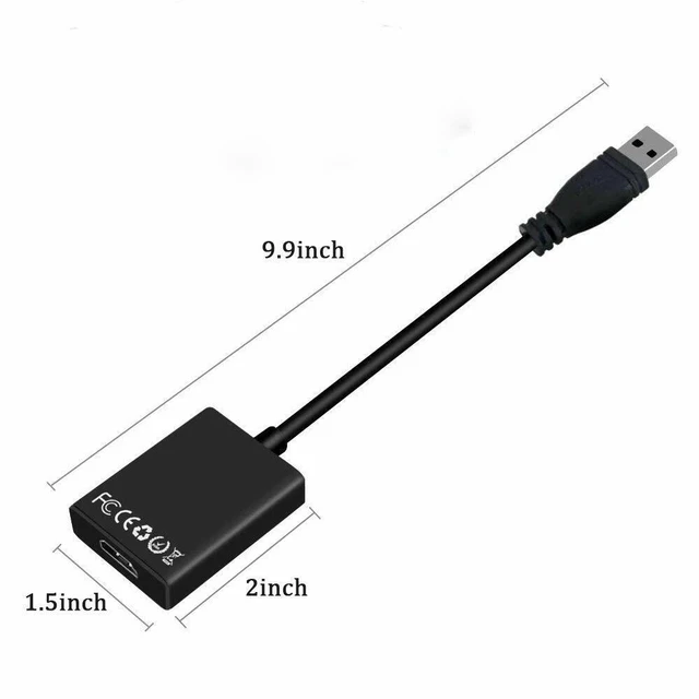 Alt view image 5 of 5 - USB 3.0 to HDMI Adapter Cable Male to Female Video 1080P PC For TV HDTV w/ Audio