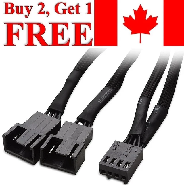 Main image of 4 Pin PWM Fan Splitter 1 to 2 Way Adapter Extension Cable Cord PC 12 Inches