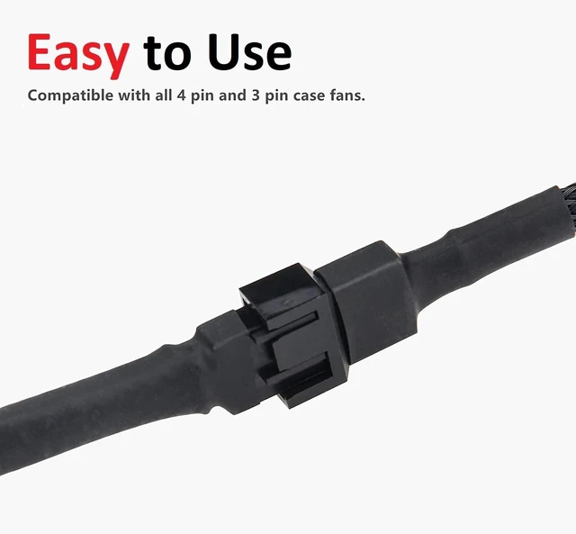 Alt view image 5 of 5 - 4 Pin PWM Fan Splitter 1 to 2 Way Adapter Extension Cable Cord PC 12 Inches