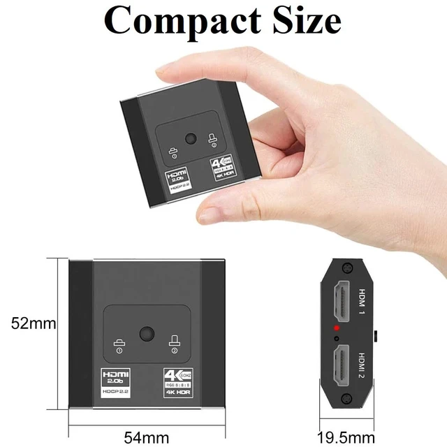 Alt view image 5 of 7 - 4K HDMI Switch Box 60Hz Splitter Adapter Bi-Directional 2 in 1 Out or 1 in 2 Out