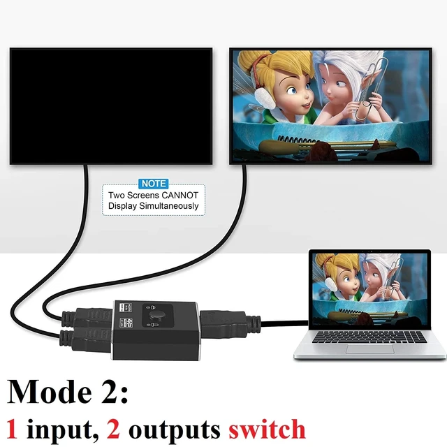Alt view image 3 of 7 - 4K HDMI Switch Box 60Hz Splitter Adapter Bi-Directional 2 in 1 Out or 1 in 2 Out