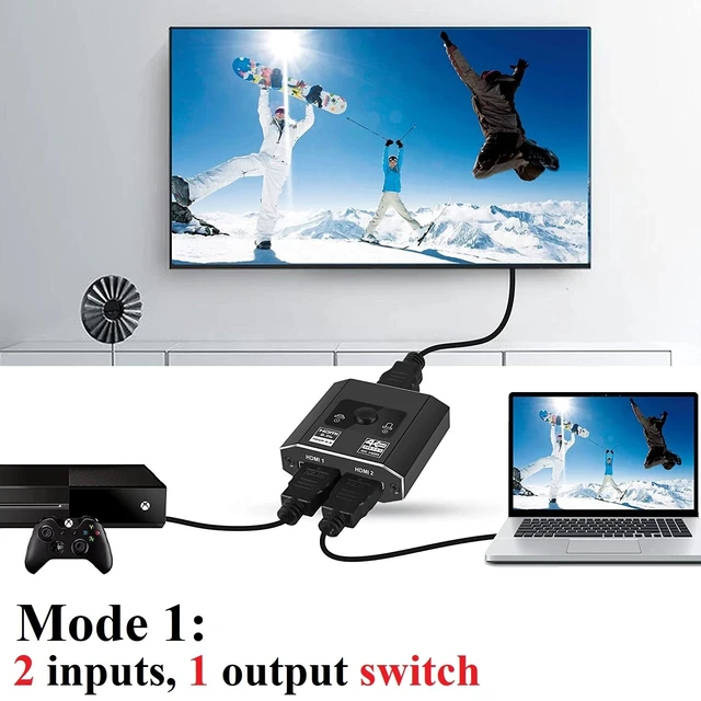 Alt view image 2 of 7 - 4K HDMI Switch Box 60Hz Splitter Adapter Bi-Directional 2 in 1 Out or 1 in 2 Out