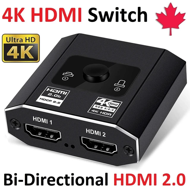 Main image of 4K HDMI Switch Box 60Hz Splitter Adapter Bi-Directional 2 in 1 Out or 1 in 2 Out
