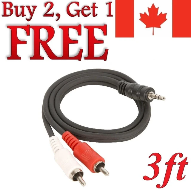 Main image of Aux to 3.5mm Adapter Cable Male to 2 RCA Y Audio Jack for iPod MP3 TV Phone DVD