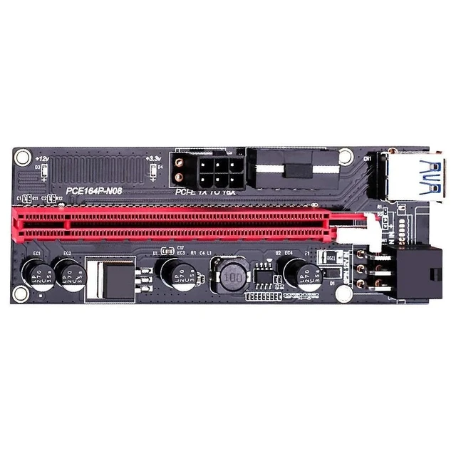 Alt view image 4 of 7 - PCI-E Riser 16X to 1X 6pin Molex SATA Cable 3.0 Adapter Card Extension Graphics