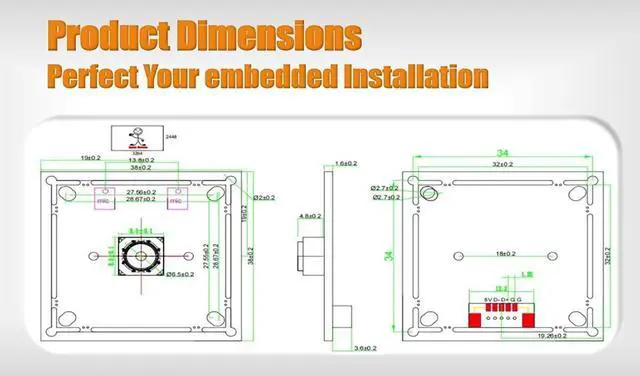 Alt view image 6 of 7 - 8MP HD 1/3.2" IMX179 CMOS USB Camera Module AF 77° MJPEG, YUY2 UVC USB2.0 Webcam Board for Windows