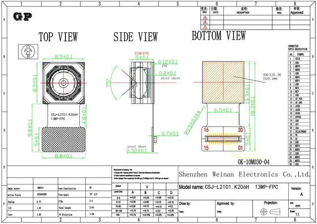 Alt view image 7 of 7 - 13MP HD IMX214 Mipi Camera Module Autofocus 75 Degree 4208x3120 30FPS 30PIN MIPI CSI for machine vision and face recognition