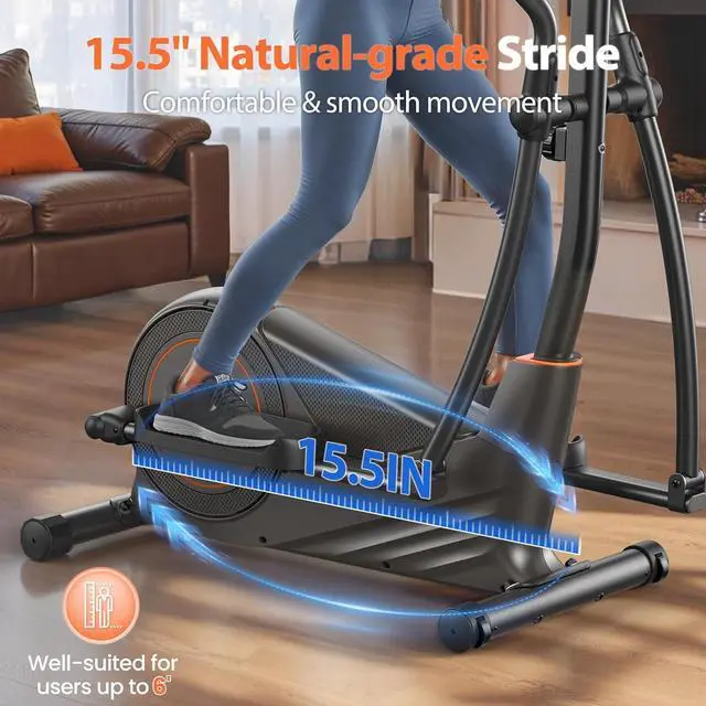 Alt view image 2 of 7 - Niceday Elliptical Machine, Elliptical Exercise Machine for Home with Hyper-Quiet Magnetic Driving System, Elliptical Trainer with 15.5IN & 20IN Stride, 16 Resistance Levels, 500LBS Loading Capacity