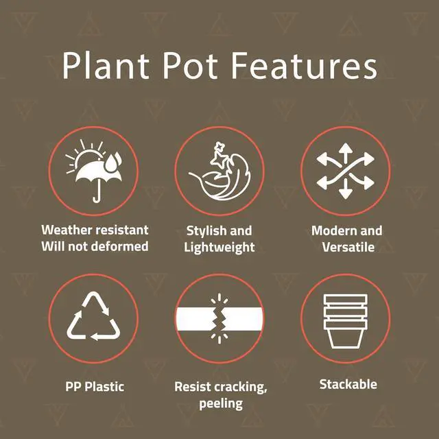 Alt view image 5 of 7 - Campior Plastic Plant Pots with Drainage - Home Decor Flower Pot, Stackable Design for Indoor and Outdoor Use, Lightweight and Sturdy, Space-Saving, (7, 6.6, 6, 5.3, 4.8 Inches), Pack of 20, Gray