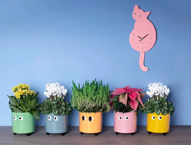 Alt view image 7 of 7 - Fisura - Original Flower Pot Eye Design. Decorative Indoor Planter. Pot with Legs for Cactus. Pink Ceramic Planter for Flowers and Succulents. Dimensions: 5.12 in x 4.92 in