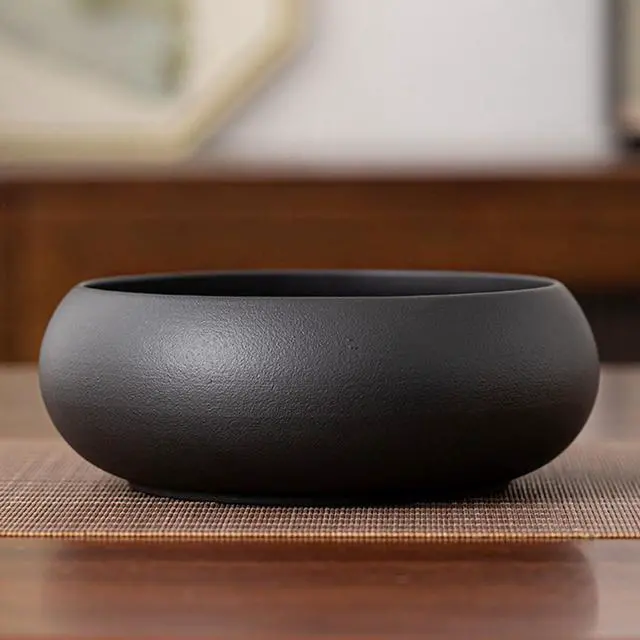 Alt view image 6 of 7 - Lotus Bowl Planter, Lotus Bowls for Planting in Water Indoors,6.5-inch Round Succulent Flower Pot with Rotating Bracket, Leak-Proof Design, Suitable for hydroponic Plants, Succulents (Black)