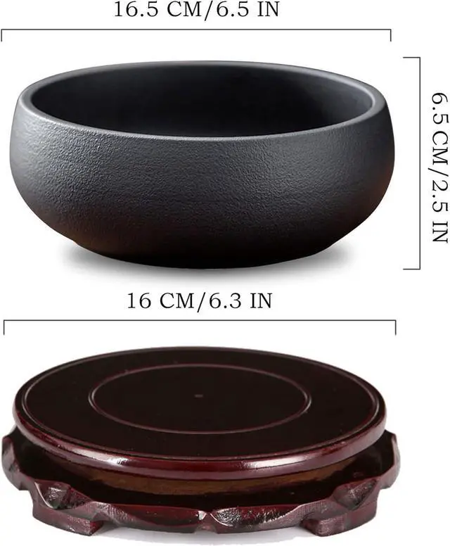 Alt view image 2 of 7 - Lotus Bowl Planter, Lotus Bowls for Planting in Water Indoors,6.5-inch Round Succulent Flower Pot with Rotating Bracket, Leak-Proof Design, Suitable for hydroponic Plants, Succulents (Black)