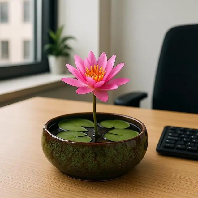 Alt view image 5 of 7 - Lotus Bowl Planter, Lotus Bowls for Planting in Water Indoors,6.5-inch Round Succulent Flower Pot with Rotating Bracket, Leak-Proof Design, Suitable for hydroponic Plants, Succulents (Black)