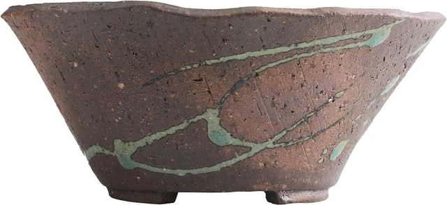 Alt view image 2 of 6 - Wazakura Tokoname Series Handmade Ceramic Rustic Tatara Style Bonsai Pot with Drainage Hole 6.3 in (160mm) Made in Japan, Garden Planter, Flower Vase, Houseplant Centerpiece