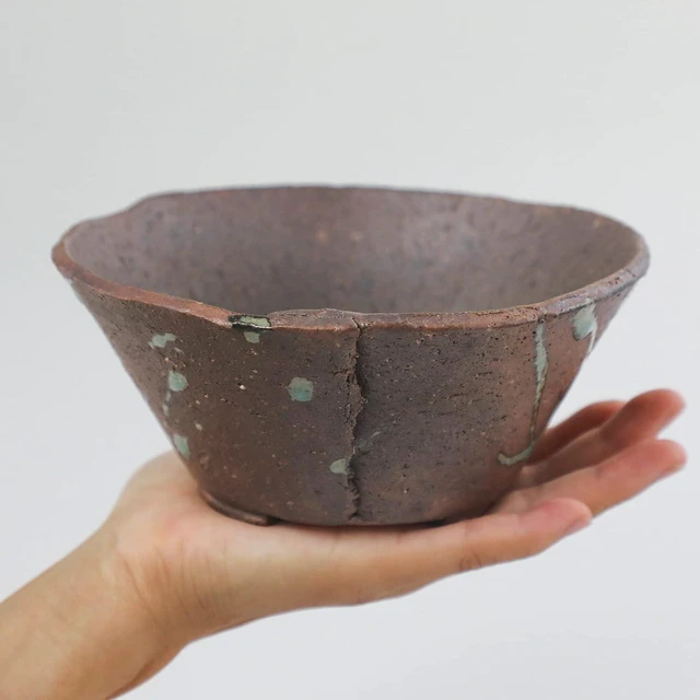 Alt view image 5 of 6 - Wazakura Tokoname Series Handmade Ceramic Rustic Tatara Style Bonsai Pot with Drainage Hole 6.3 in (160mm) Made in Japan, Garden Planter, Flower Vase, Houseplant Centerpiece