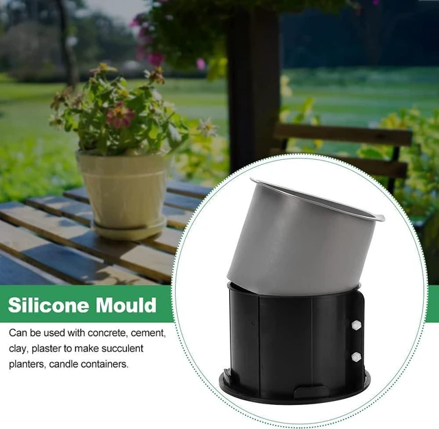 Alt view image 4 of 7 - Silicone Molds for Concrete Flower Pot, 5x6inch Round Planter Mold Large, Concrete Moulds DIY Container for Succulent Bonsai Decorating (Round)