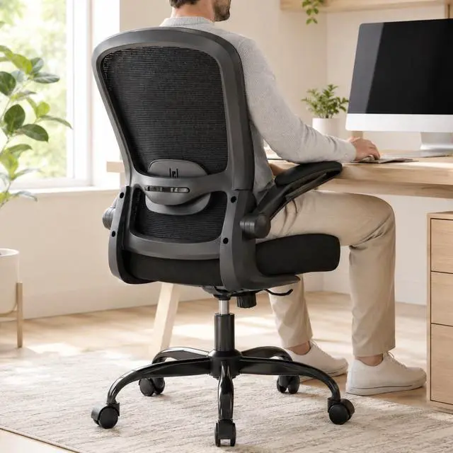 Main image of Ergonomic Office Chair w/Adjustable Lumbar, Flip Armrest, 135° Recline | Supports 300 lbs · Seat 19.48"23.4" · Breathable mesh · 2030 min assembly · 5-year warranty