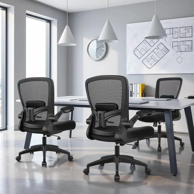 Alt view image 2 of 7 - FelixKing Office Chair, Ergonomic Desk Chair Breathable Mesh Chairs Adjustable High Back Lumbar Support Flip-up Armrests, Executive Rolling Swivel Comfy Computer Chairs Home Office Black