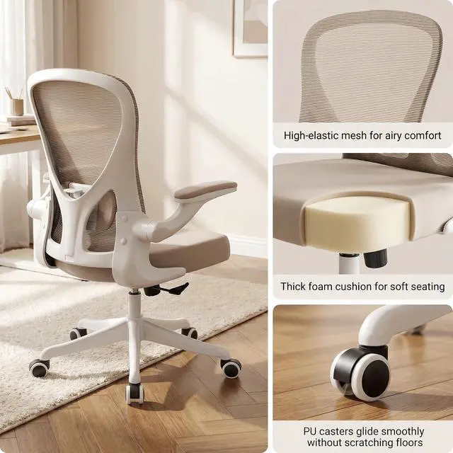Alt view image 5 of 7 - Ergonomic Office Desk Chair High Back Mesh Computer Chair | 360° Swivel Adjustable Lumbar Support & Flip-Up Armrests capacity 300 lbs capacity