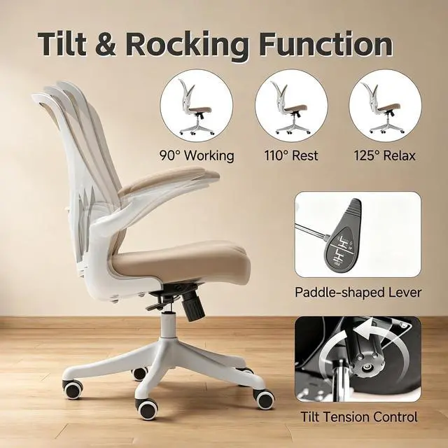 Alt view image 7 of 7 - Ergonomic Office Desk Chair High Back Mesh Computer Chair | 360° Swivel Adjustable Lumbar Support & Flip-Up Armrests capacity 300 lbs capacity