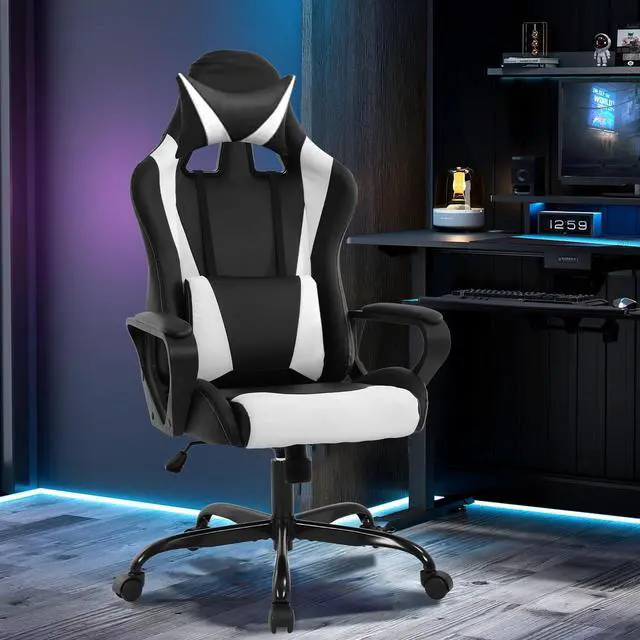 Alt view image 5 of 7 - Gaming Chair, High-Back Ergonomic Home Office Chairs for Kids, White | Height Adjustable Video Game Chair, Reclining Computer Chairs with Lumbar Support Armrest Headrest for Adults