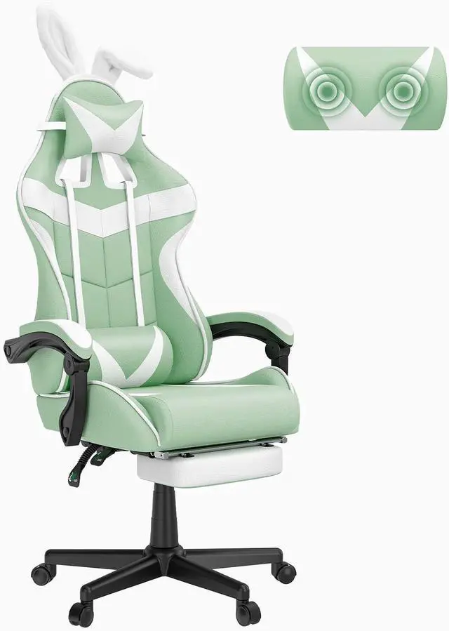 Main image of Soontrans Light Green Gaming Chair with Footrest,Lovely Cute Bunny Computer Gamer Chair,Kawaii Desk Chair for Granddaughter,Sister,Girlfriend,Wife and Love