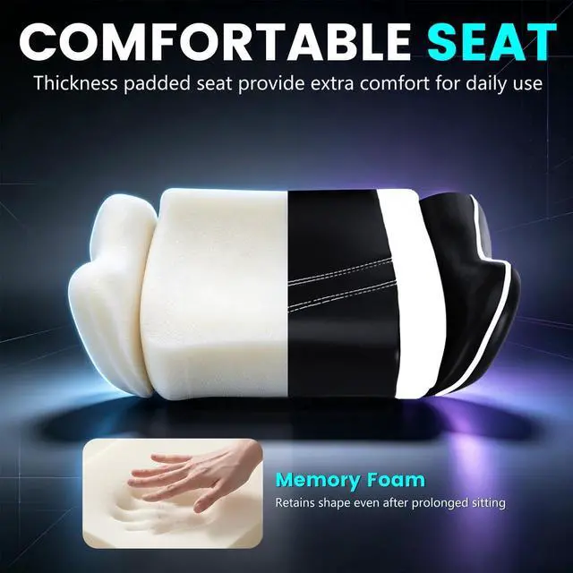 Alt view image 5 of 7 - BestOffice | Ergonomic Gaming Chair | White | Reclining Computer Chair with Lumbar Support, Headrest Pillow, Adjustable Footrests | 360 Swivel with Heavy Duty Wheels | for Home & Office