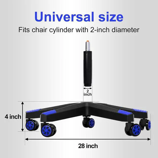 Alt view image 3 of 7 - 28" Heavy Duty Nylon Gaming Office Chair Base Replacement Part with Wheels | Computer Chair Base Legs with 5 Casters