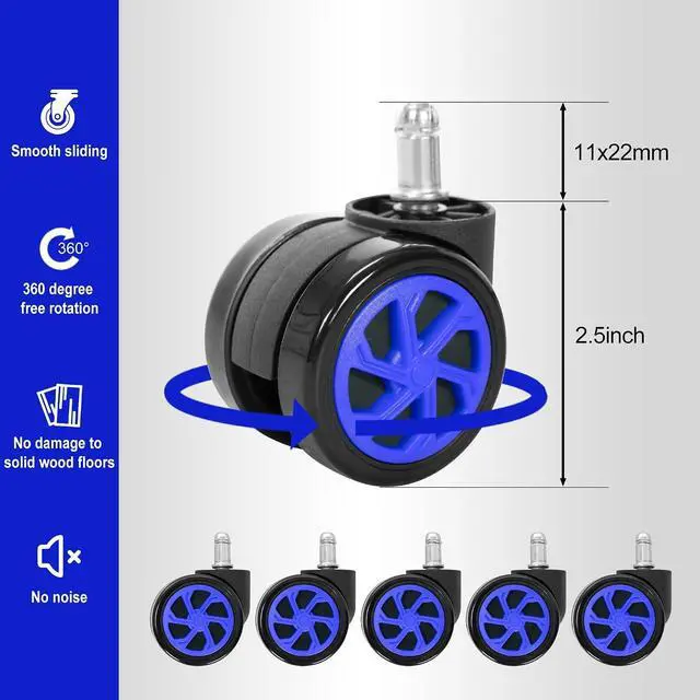 Alt view image 4 of 7 - 28" Heavy Duty Nylon Gaming Office Chair Base Replacement Part with Wheels | Computer Chair Base Legs with 5 Casters