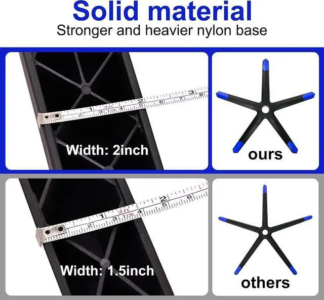 Alt view image 7 of 7 - 28" Heavy Duty Nylon Gaming Office Chair Base Replacement Part with Wheels | Computer Chair Base Legs with 5 Casters