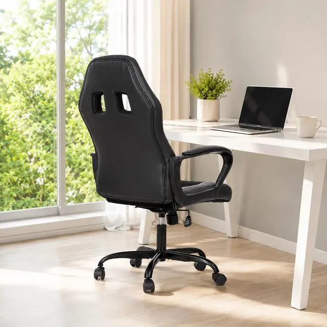 Alt view image 2 of 7 - BestOffice Office Chair PC Gaming Chair Cheap Desk Chair Ergonomic PU Leather Executive Computer Chair Lumbar Support for Women, Men (Black)