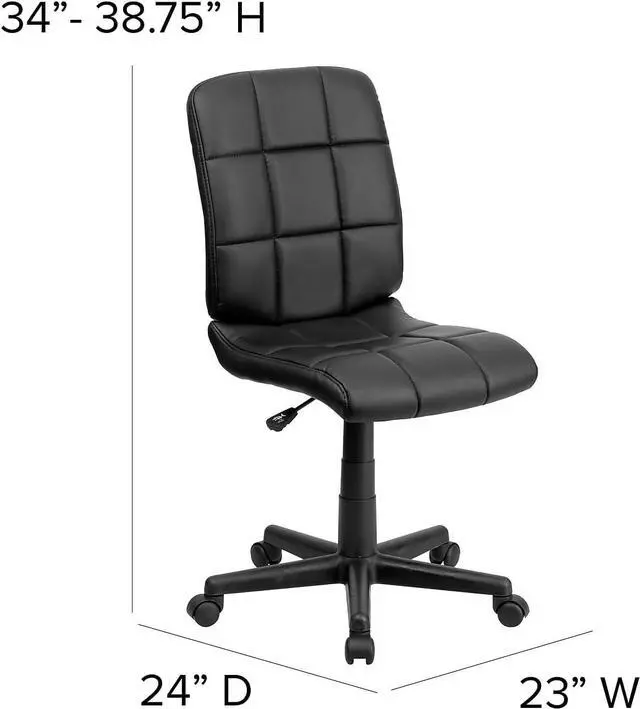 Alt view image 3 of 7 - Flash Furniture Clayton Mid-Back Tufted Vinyl Upholstered Swivel Desk Chair with Padded Seat, Modern Adjustable Height Padded Office Chair, Black | 360° Swivel, Height Adjustable, Commercial Grade
