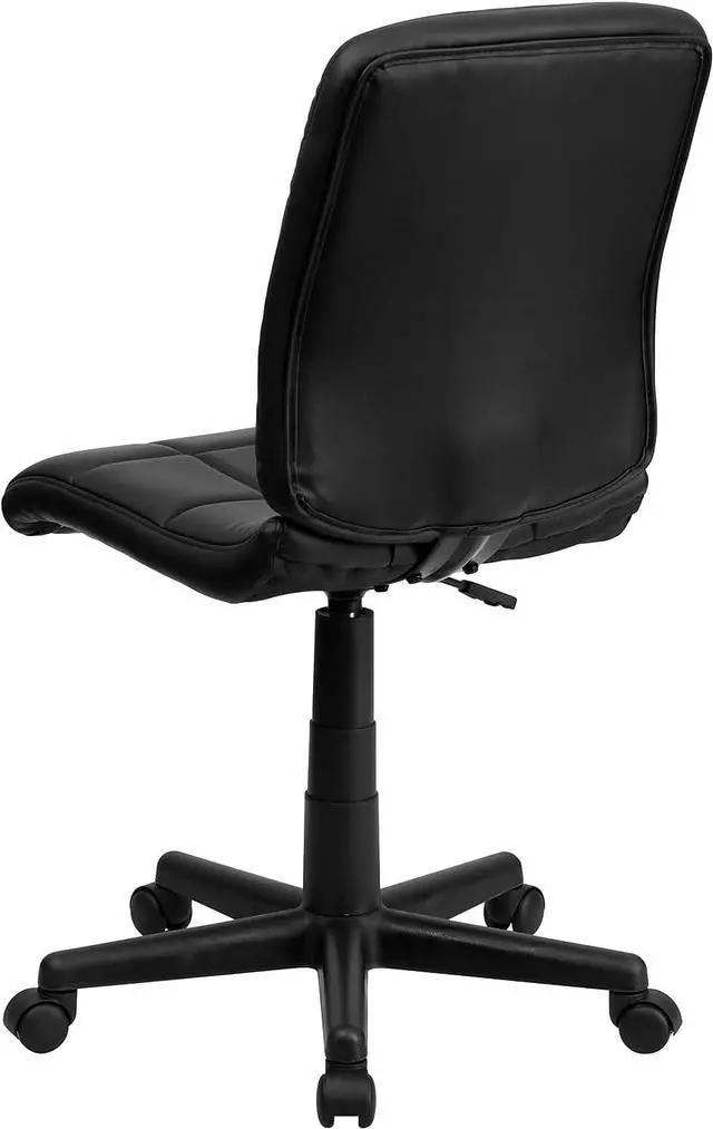 Alt view image 6 of 7 - Flash Furniture Clayton Mid-Back Tufted Vinyl Upholstered Swivel Desk Chair with Padded Seat, Modern Adjustable Height Padded Office Chair, Black | 360° Swivel, Height Adjustable, Commercial Grade