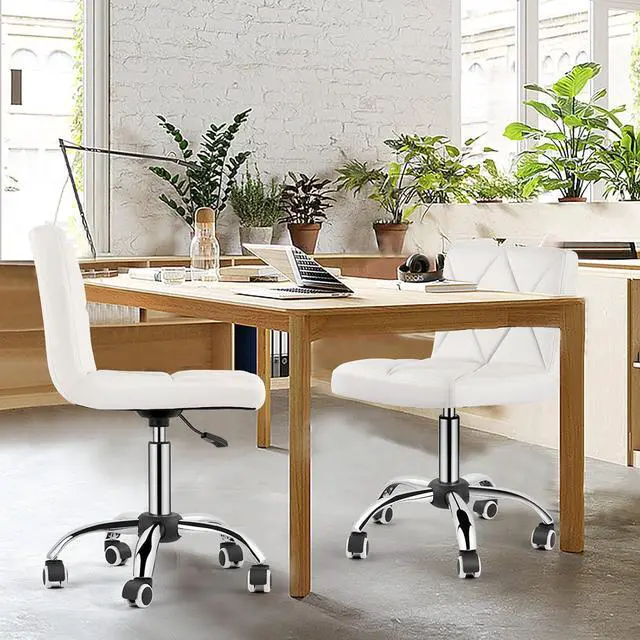 Alt view image 2 of 7 - COSVALVE Armless Swivel Office Chair with Wheels, Adjustable Height | Armless Mid Back Chair With 360° Swivel, Adjustable Height & Rolling Wheels, Ideal For Home Offices, Conferences & Salons